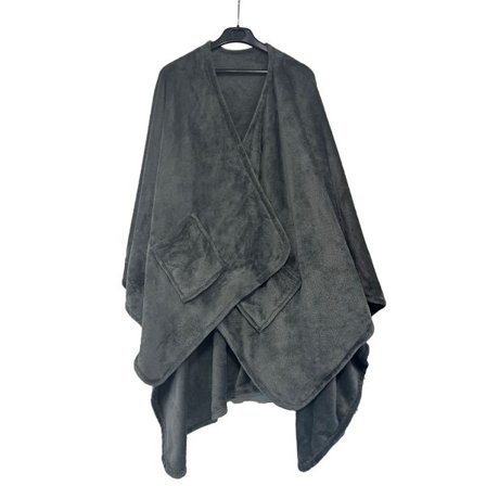Hyggelig efterår & vinter hjemme plys shawl - dobbeltsidet flanneltæppe med lommer