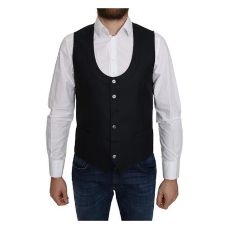 Dolce & Gabbana, Silk Romb Pattern Formal Coat Vest Blauw, Heren, Maat:S