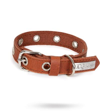 ROCK Brown - Läder Hundhalsband - Scarfes, Charms & Halsbandssmycken, Draglinor, Läder- & Textilhalsband på Doggie.se