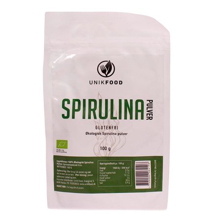 Unik Food Spirulina Pulver Ø 100 g, Helse & Madvarer, Gryn, Flager & Drys, Drys