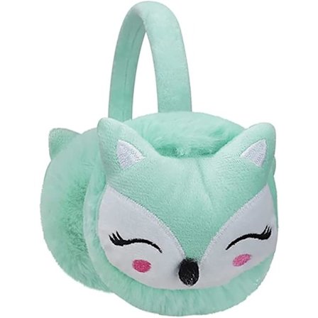 Öronmuffar för barn med rävmönster, öronvärmare, plysch, tecknad film, öronsskydd, plysch, öronöverdrag, vintervarma öronmuffar (3-8 år)