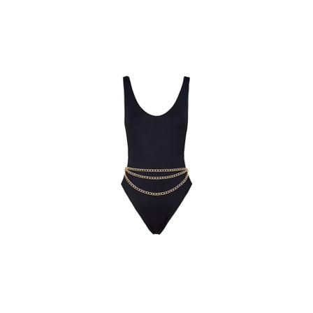 Palm Angels, Ekaterina One Piece Swimsuit With Jewel Belt Zwart, Dames, Maat:L