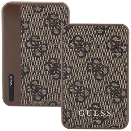 Guess Powerbank 15W GUPB5LP4GEGW 5000mAh brun/brun 4G-lærmetalllogo