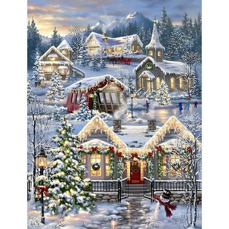 Julklapp Diamantmålning Kits för Vuxna, 30x40cm Vinter 5D Diamantmålning, Diamantkonst Snölandskap för Nybörjare, DIY Full Borr Diamantkonst och 