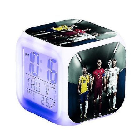 Led Digital Color Square Väckarklocka - Fotboll Ronaldo