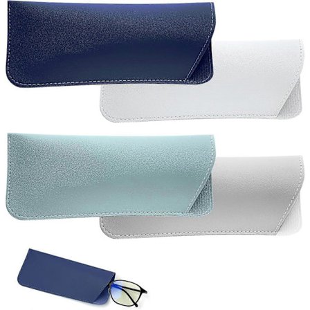 4 kpl Pehmeitä nahkaisia ​​silmälasikoteloita, 2,4 x 6 tuuman silmälasikotelo Kannettava PU-nahka