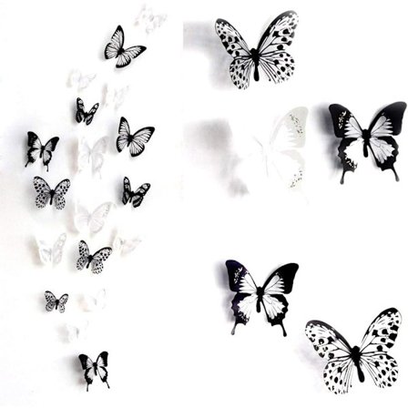 36 stk 3D fargerike krystall sommerfugl veggklistremerker med lim