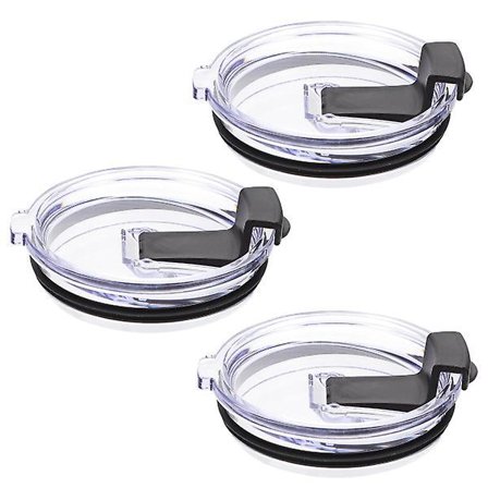 3 st genomskinliga kaffemuggar med lock, picknickmugglock R