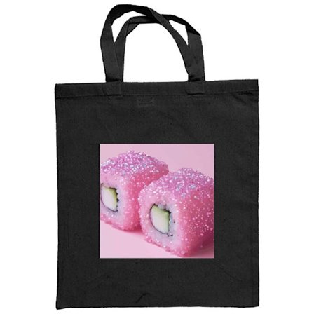 Stofpose Rosa sushiplakat japansk mad rulle ris fisk rosa glitter kawaii æstetisk sød mad design kunst