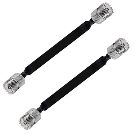 2-pack 40 cm RF koaxialkabel fönster/dörr genom platt kabel, SO239 UHF hona till UHF hona, 50 Ohm