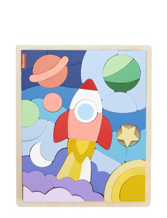 Wooden Space Blocks Puzzle Patterned Fisher-Price