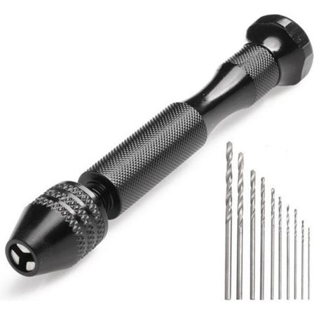 Mikro handborr svart (med 10 borr) - Hög kvalitet - Hållbar - Lätt att använda