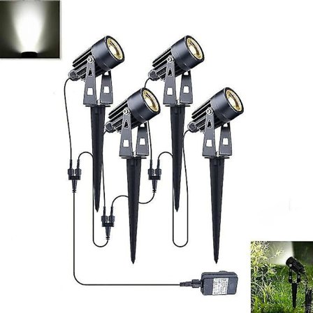 4 stk. LED Have Spotlys til Havegang, Græs, Udendørs, Vandafvisende