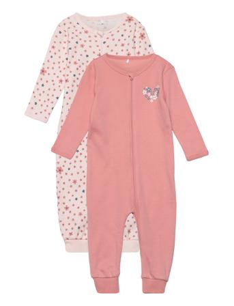 Nbfnightsuit 2P Zip Rosette Flower Pyjamas Sie Jumpsuit Coral Name It