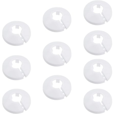 10 stk. radiatorrørklemmer, dæksel, hvidt, solidt plastrør, dekoration, VVS-rørdæksler til vandvarmerør, radiatorroset