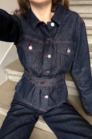 NA-KD Jeansjacke mit Gürteldetail - Jeanshemden - Blau - EU 40