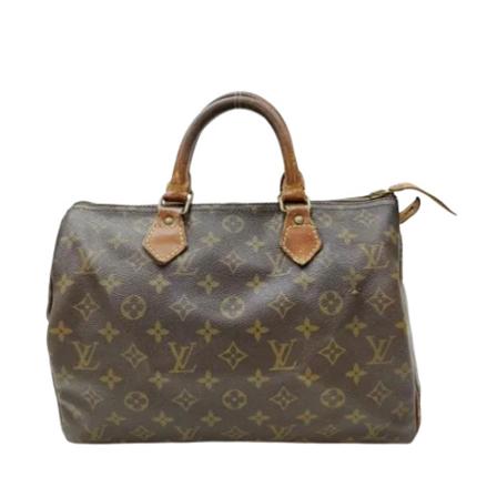 Louis Vuitton Vintage, Pre-owned Speedy 30 Monogram Handbag Bruin, Dames, Maat:ONE Size,leer