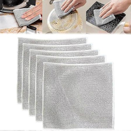 Ståltrådsdiskduk for våt og tørr rengjøring, kompatibel med multifunksjonell japansk skrubber
