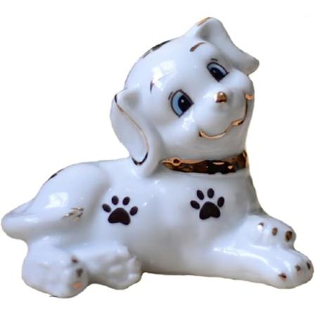 Keramik vit dalmatisk handgjord skulptur prydnad trädgård bil instrumentbräda heminredning kontorspresent