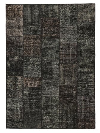 Patchwork Rug 140X200 Black/Dark Yellow Wool, Turkey