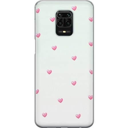 Kompatibelt Mobildeksel til Xiaomi Xiaomi Redmi Note 9S Minimalistiskt mønster med rosa hjerter på lys bakgrunn, søtt og enkelt design for mobildek
