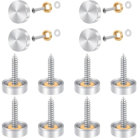 Skruelokk i rustfritt stål, 12 stk speilskruer, 16 mm rustfritt