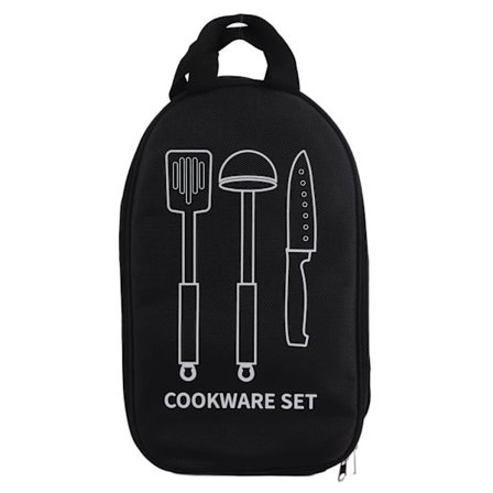 Väska för Campingköksutrustning, Bärbar Förvaring för Bordsporslin, Organiserare för Campingkök, Vandring, Husbil, Resa, Grillning, Svart