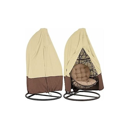 Hengestoltrekk for Patio Egg-stol, Vanntett og Slitesterkt, med Glidelås for Utemøbler (75"H X 45"D, Beige)