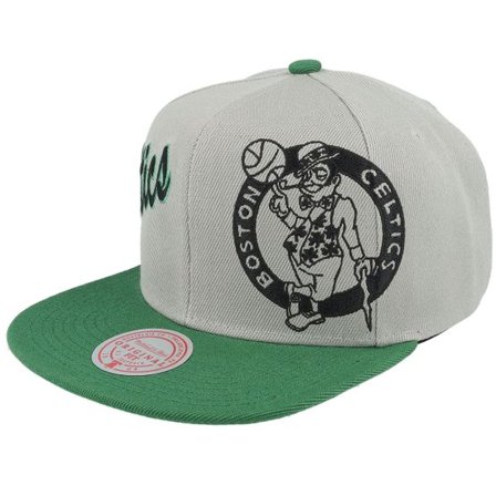 Mitchell & Ness - NBA Grå snapback Keps - Boston Celtics Knock Out Panel Grey/Green Snapback @ Hatstore
