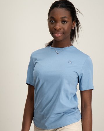 Calvin Klein MONO MINI BADGE REG T-SHIRT Bleu T-shirts Fille - Kids Brand Store