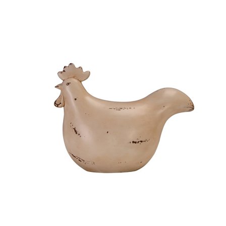Dekorativ beige hane, polyresin, 23x12x18 cm