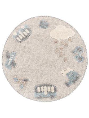 Kindervloerkleed Klein Rond-Trip - Blauw Ø 100