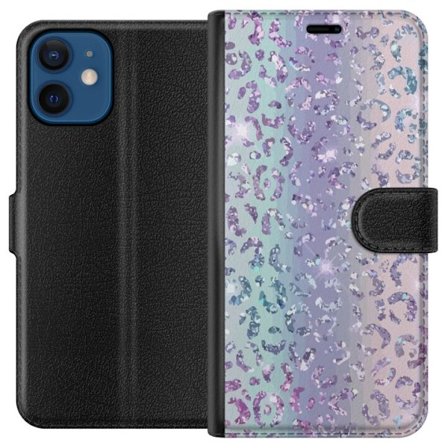 Kompatibel Tegnebogsetui til Apple Apple iPhone 12 Glitter Leopard