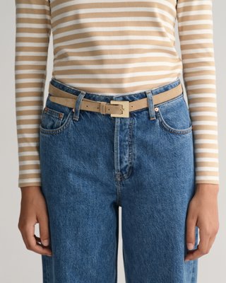 GANT - Smalt belte i semsket skinn til dame til dame wheat beige