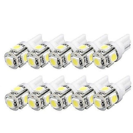 10 st W5W 2825 T10 Wedge 5-SMD 5050 Xenon Vita LED Lampor Bil Auto Ljus
