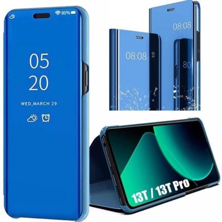 Etui til Xiaomi 13T - 13T Pro, Beskyttelse Clear View Smart Case - Blå