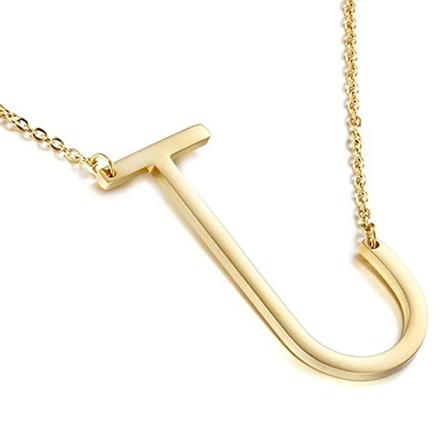 Initial J Halskjede 18K Gullbelagt Rustfritt Stål Store Store Bokstaver Anheng Halskjede Script Navn Monogram Halskjeder for