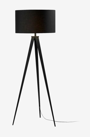 Kave Home - UZAGI golvlampa av svart metall och svart lampskärm - Svart - Golvlampor - Från Homeroom