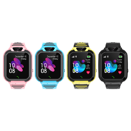 Smartur til børn med kamera, spil, video-/musikafspiller, vækkeur, berøringsskærm til børn i alderen 4-12 år, gul