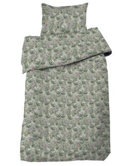 Sengetøj Lexi 2-delt med trykt blomstermotiv Grøn