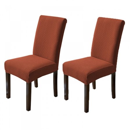 Sæt med 2 køkkenstolestolebetræk, Parsons-stolestolbetræk til spisestue, rødbrun