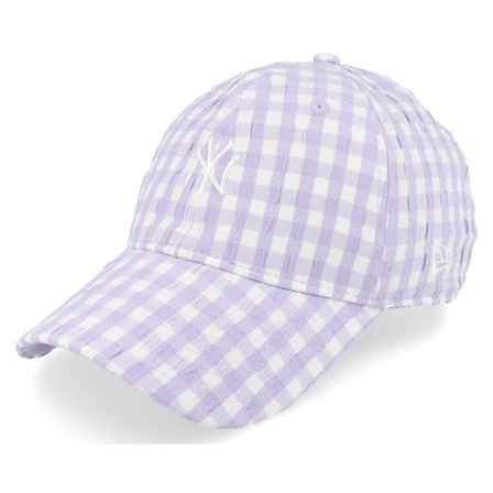 New Era - MLB Purple unconstructed Czapka Z Daszkiem - New York Yankees Womens Gingham 9TWENTY Purple/White Dad Cap @ Hatstore