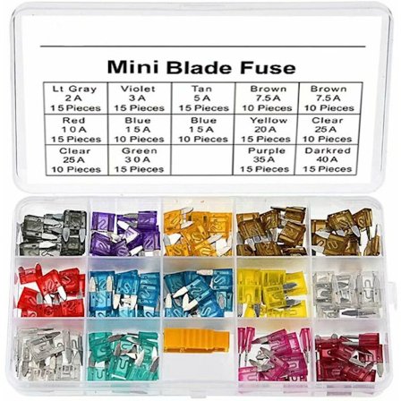 180 kpl Mini-sulakkeiden sarja, Sekalaiset Auton Sulakkeet 2A 3A 5A 7.5A 10A 15A 20A 25A 30A 35A 40A Autolle, Kuorma-autolle, 1 Sulakkeenpoistaja