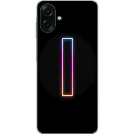 Kompatibelt Mobildeksel til Samsung Galaxy A07 4G Minimalistisk neonbokstav I i regnbuefarger mot mørk bakgrunn