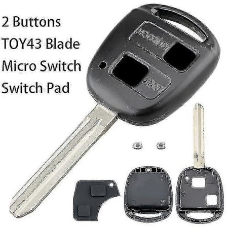 3-knapps fjernkontrollnøkkel for Toyota, kompatibel med Rav4, Yaris, Prado, Corolla, Land Cruiser, Previa, Tarago-modeller