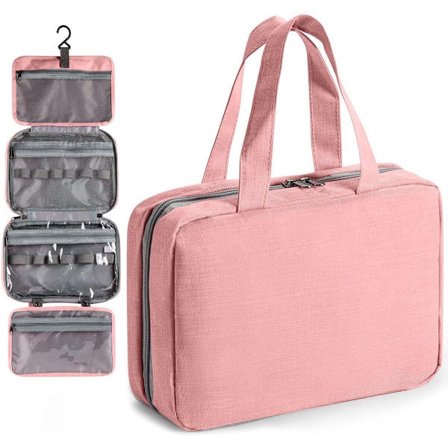 Toilettaske i størrelse med 4 rum Toilettaske med stor kapacitet Kosmetiktaske til opbevaring af kosmetik, toiletartikler og andre genstande til ferie