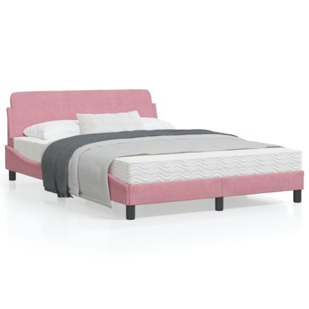 Bed Frame with Headboard "Dover" Pink 120x200 cm Velvet