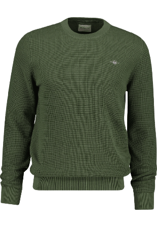 GANT Textured Cotton Crew Neck Sweater Tröjor Herr Grön L