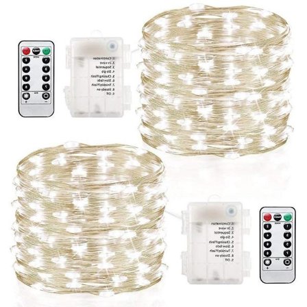 2-pak Fairy Lights Ljusslingor Batteridrevne Vandtætte 8 Tilstande Fjernbetjening 100 LED Ljusslingor 10 m Kobbertråd Ildflueljus Chr