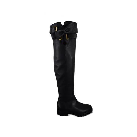 Valentino Garavani, Bow-tie over-the-knee boots Czarny, Kobieta, Rozmiar: 37 EU